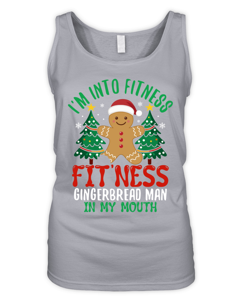 im into fitness fitness gingerbread man in my mouth Organic Women's Tank Top