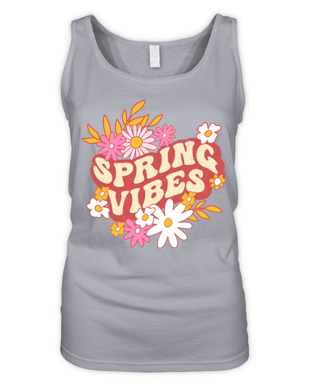 Retro slogan spring vibes hippie flowers colorful Organic Women's Tank Top