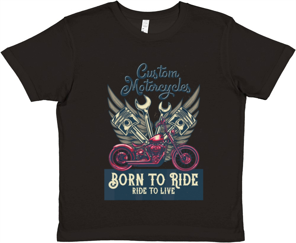 Custom Motorcycles Born to Ride to Live Choppers Premium Kids Crewneck T-shirt