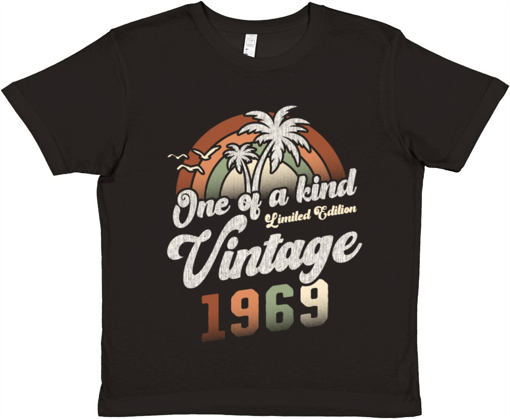 Vintage 1969 Birthday Palm Trees Premium Kids Crewneck T-shirt