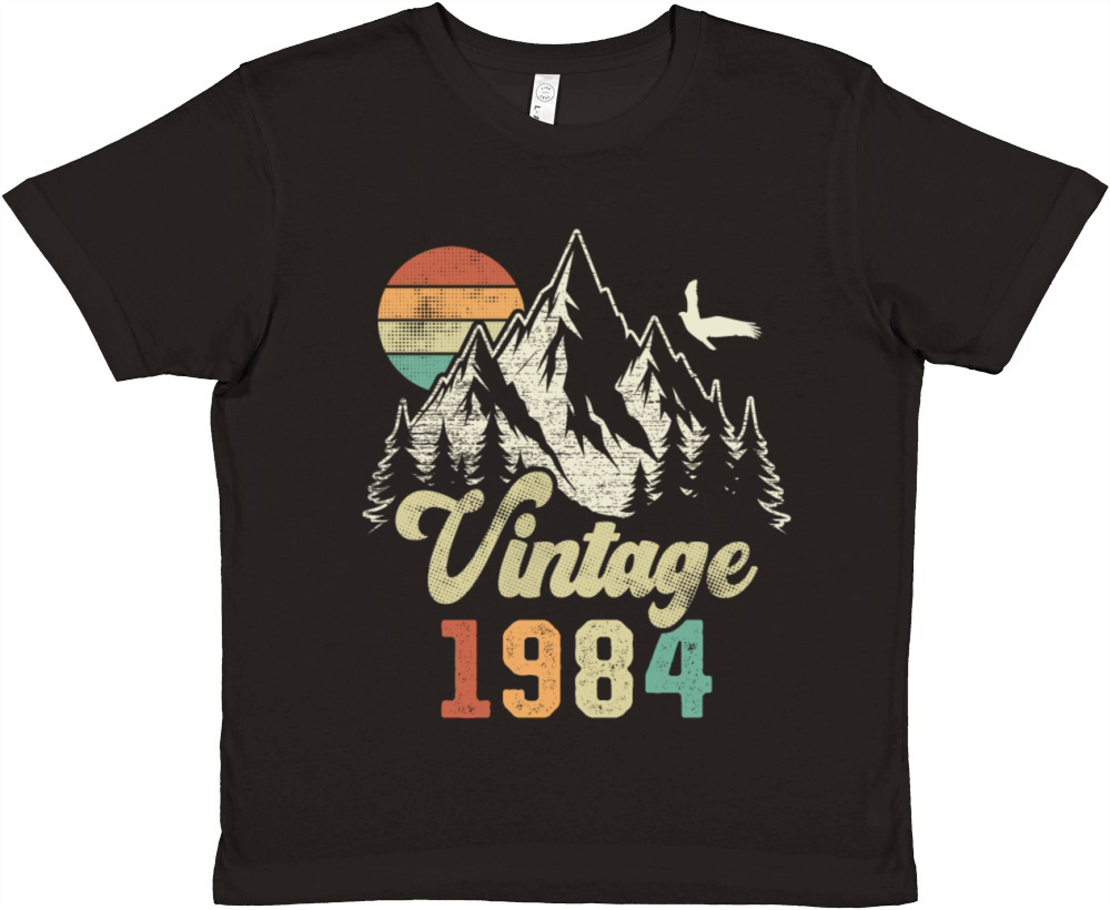 Vintage 1984 Birthday Mountains Eagle Premium Kids Crewneck T-shirt