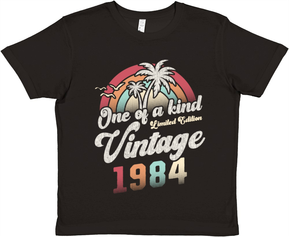 Vintage 1984 Birthday Palm Trees Premium Kids Crewneck T-shirt