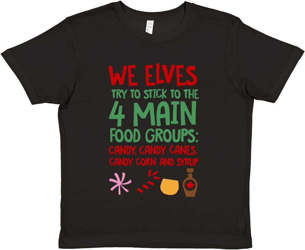 We Elves try to stick to the 4 main food groups Premium Kids Crewneck T-shirt