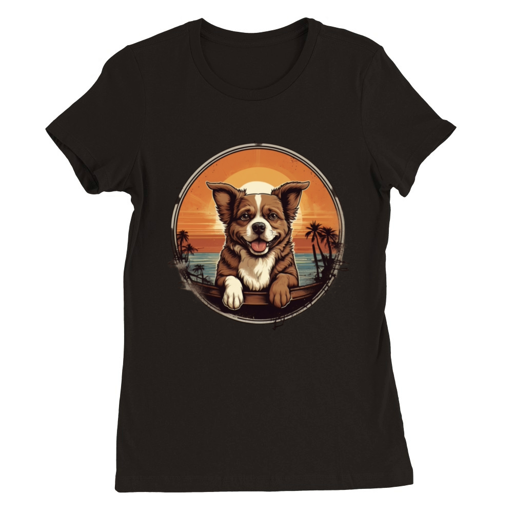 Retro Puppy Premium Womens Crewneck T-shirt