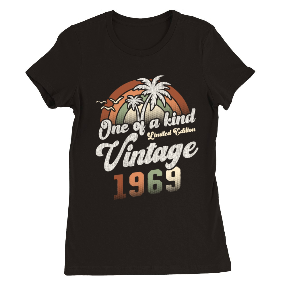 Vintage 1969 Birthday Palm Trees Premium Womens Crewneck T-shirt