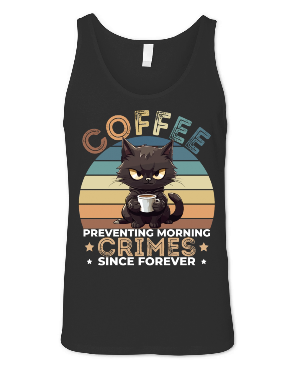 Coffee Preventing Morning Crimes Cat Unisex Jersey Tank