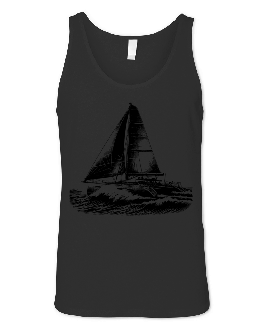Fast Catamaran Sailboat In Big Waves Unisex Jersey Tank