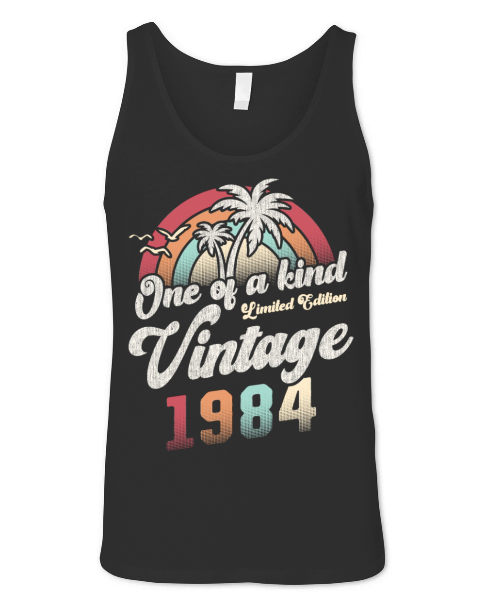 Vintage 1984 Birthday Palm Trees Unisex Jersey Tank