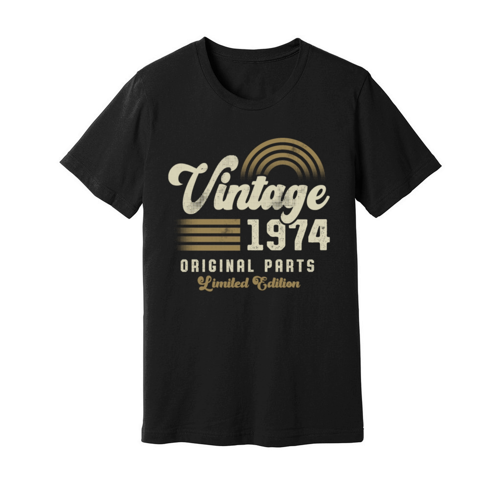 Vintage 1974 Birthday Retro Unisex Jersey Tee