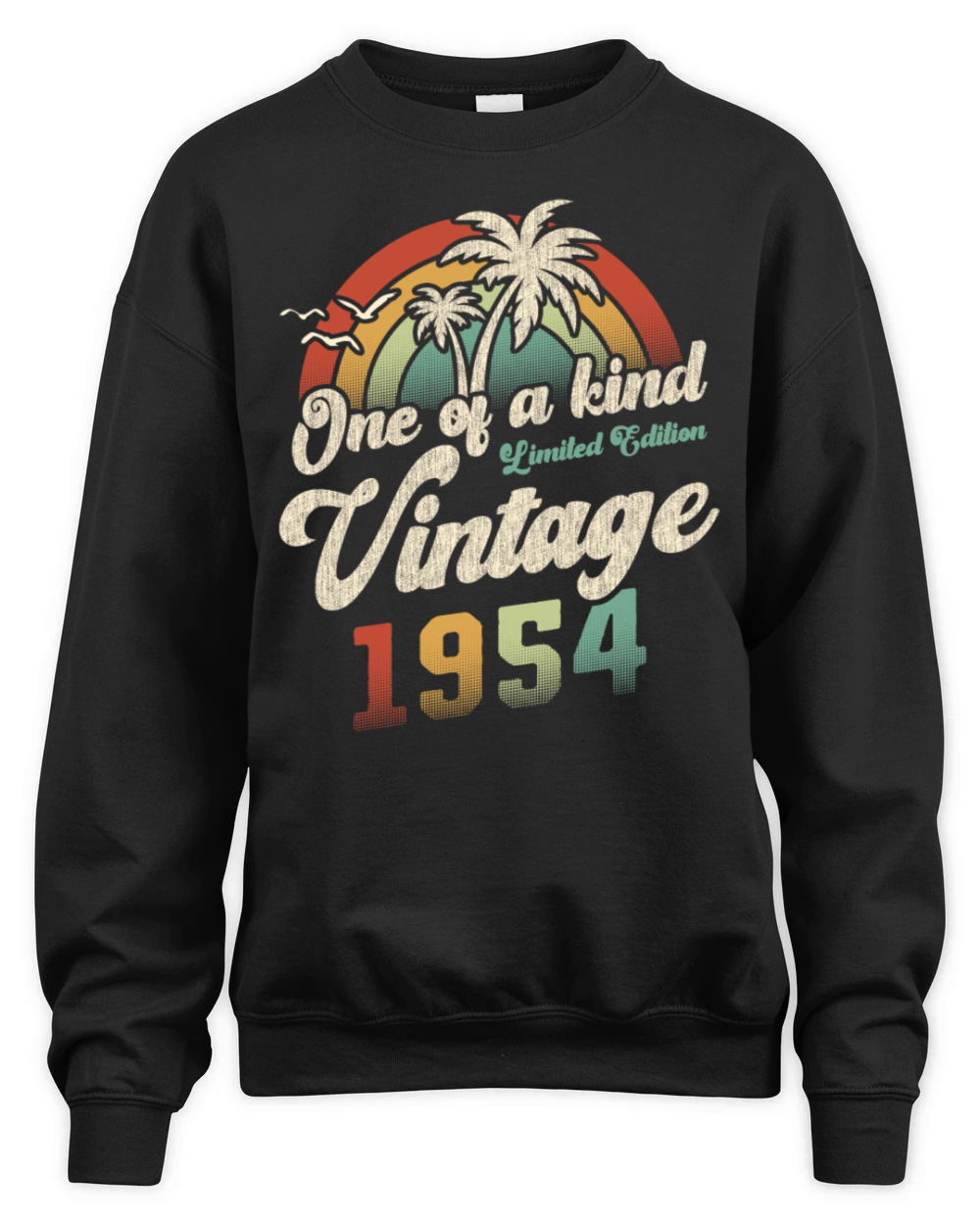 Vintage 1954 Birthday Palm Trees Unisex Premium Crewneck Sweatshirt