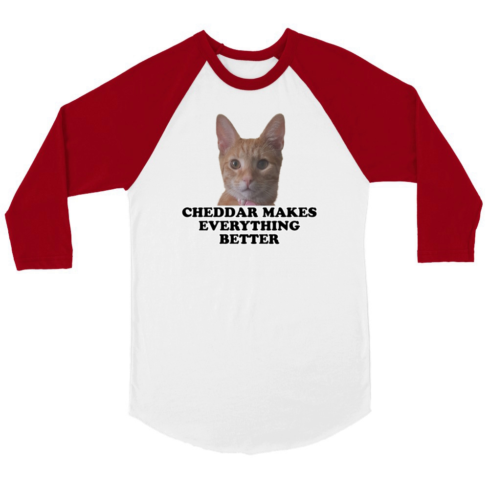 Cheddar Makes Everything Better Unisex ¾ sleeve Raglan T-shirt
