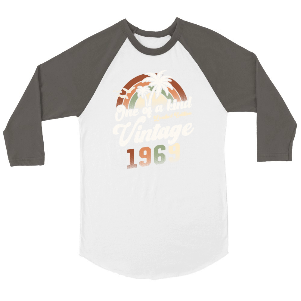 Vintage 1969 Birthday Palm Trees Unisex ¾ sleeve Raglan T-shirt