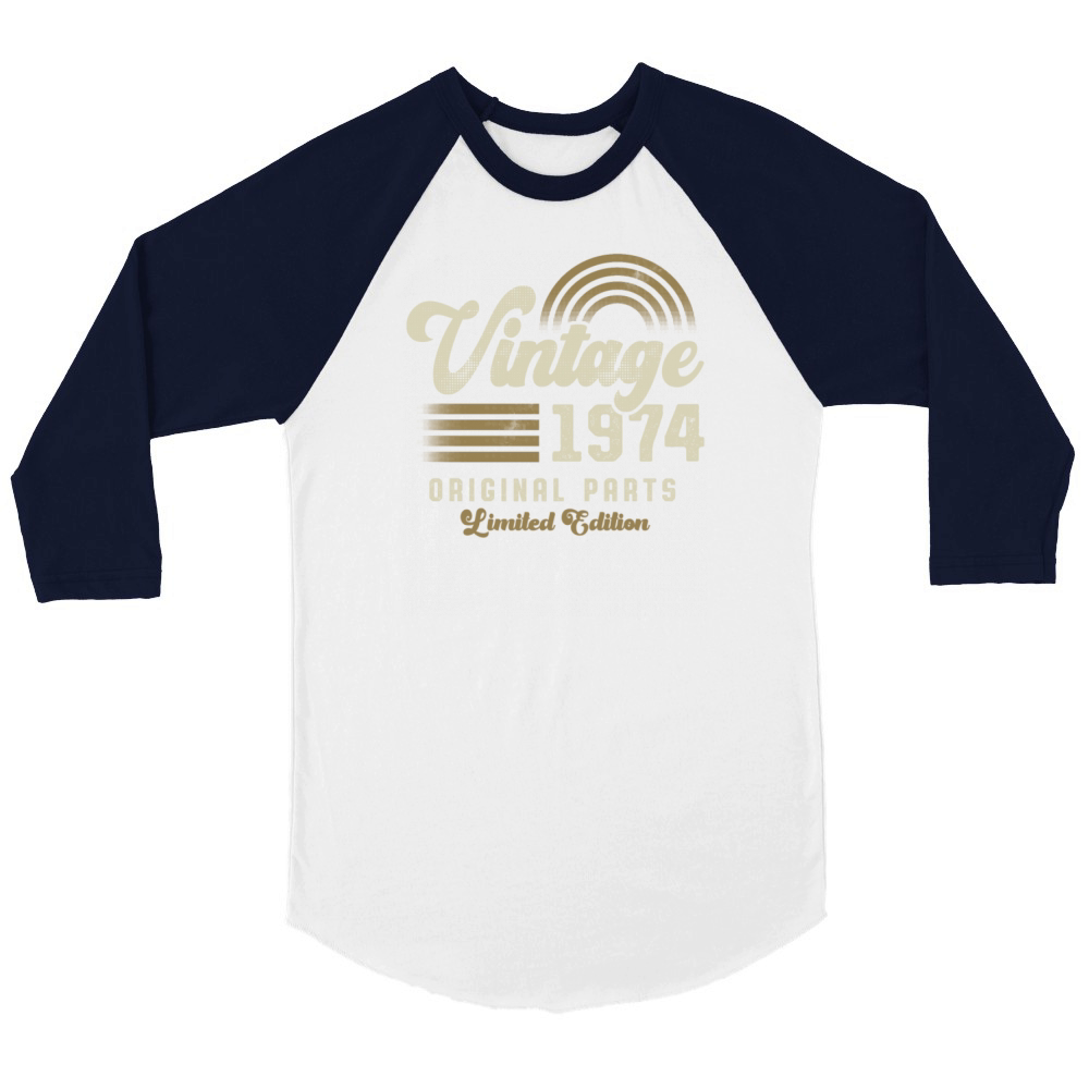 Vintage 1974 Birthday Retro Unisex ¾ sleeve Raglan T-shirt