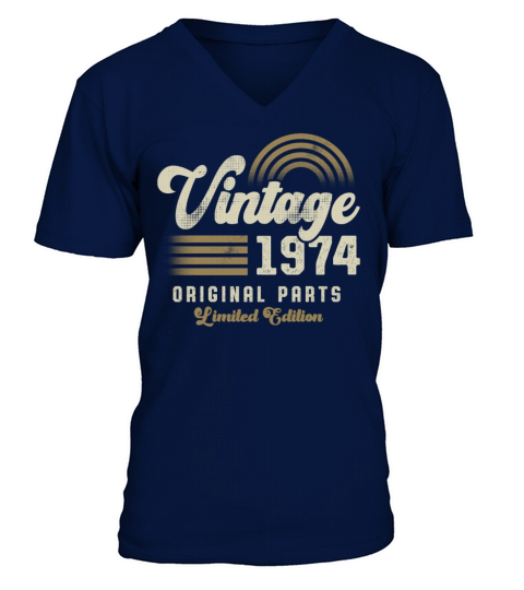 Vintage 1974 Birthday Retro V-Neck T-shirt