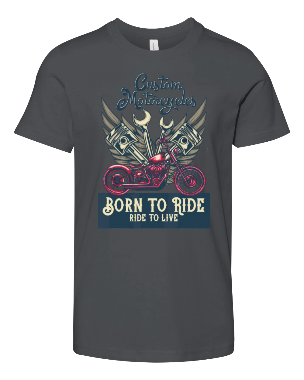 Custom Motorcycles Born to Ride to Live Choppers Youth Unisex Jersey Tee