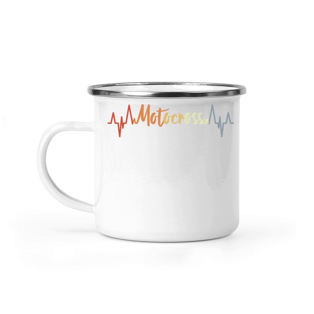 Motocross Heartbeat Vintage Look Camping Mug