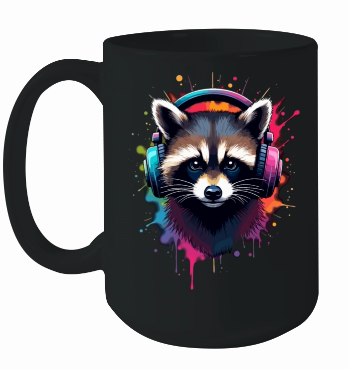 Cool Raccoon DJ Concert Festival Music Costume Ceramic Mug