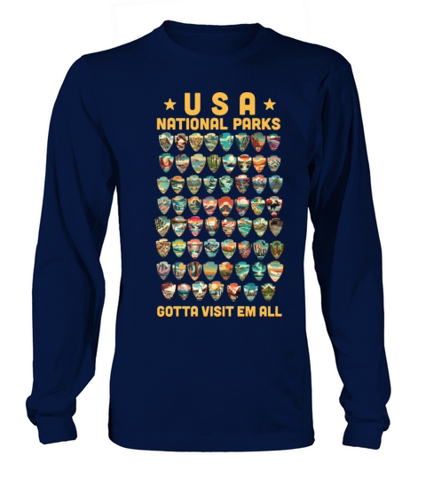 All 63 USA National Parks Vintage National parks Long sleeved Unisex