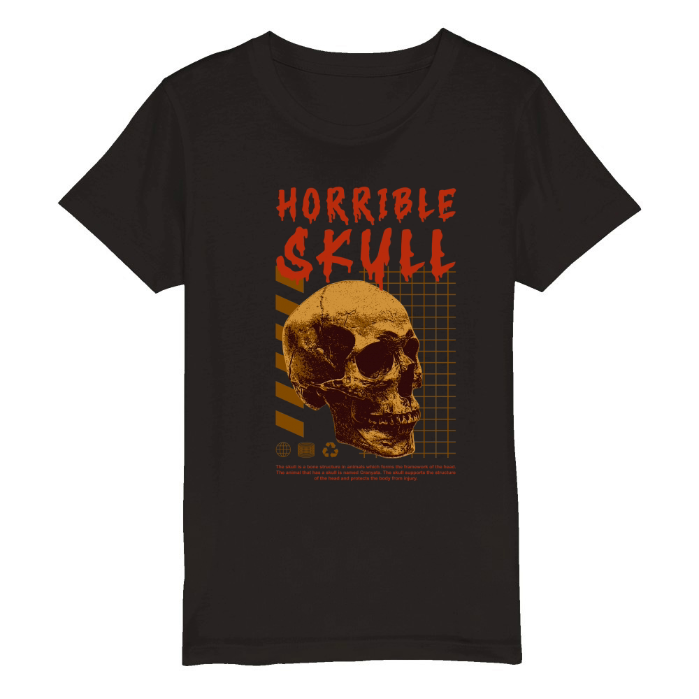 Horrible Skull Organic Kids Crewneck T-shirt