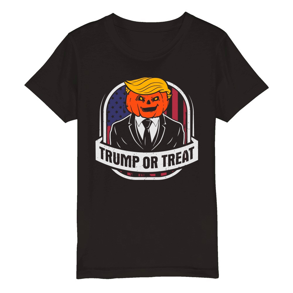 Trump or TreatHalloween Trumpkin Organic Kids Crewneck T-shirt