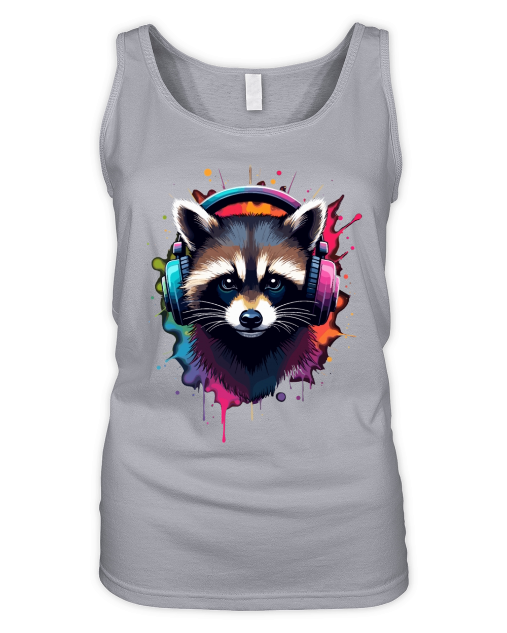 Cool Raccoon DJ Concert Festival Music Costume Organic Women's Tank Top