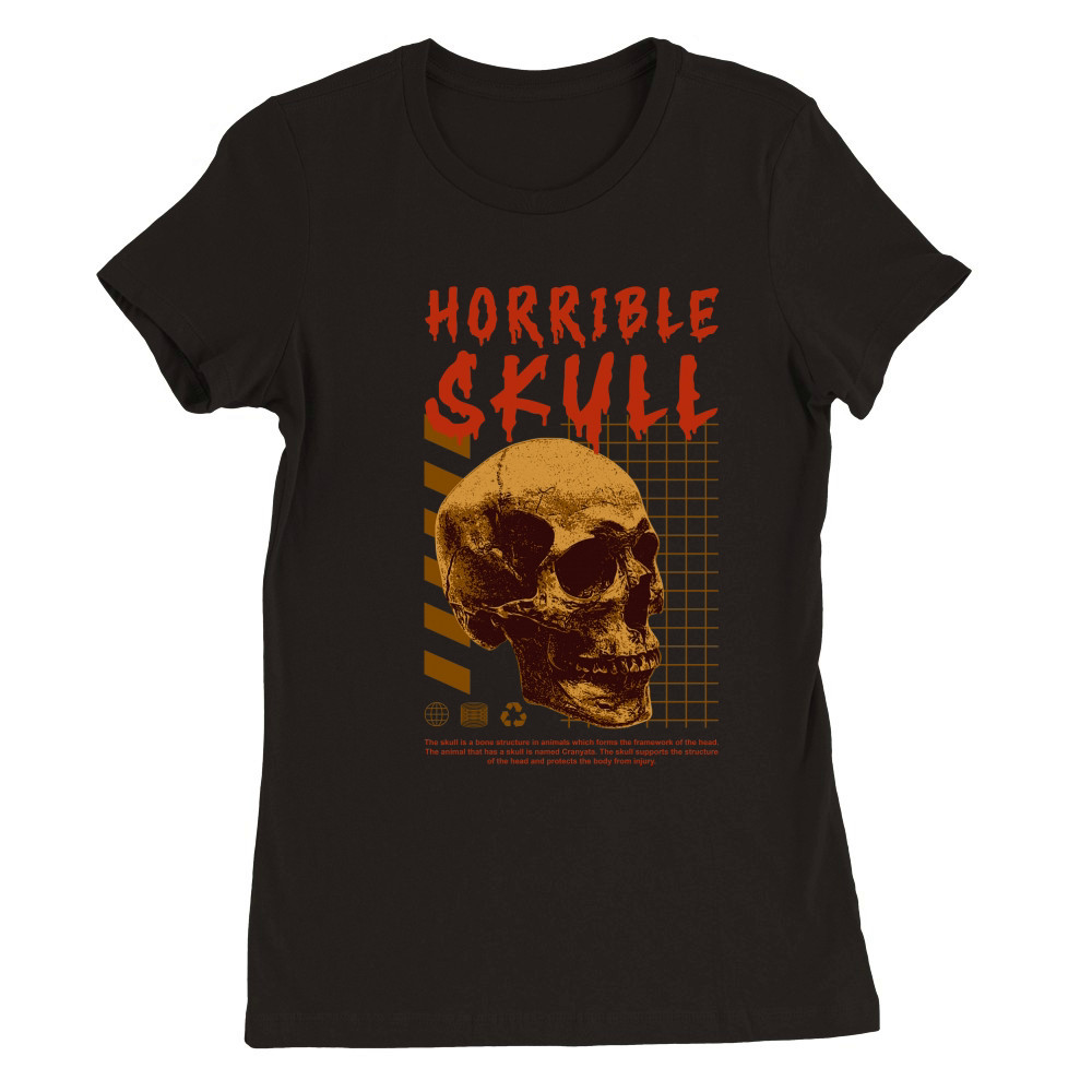 Horrible Skull Premium Womens Crewneck T-shirt