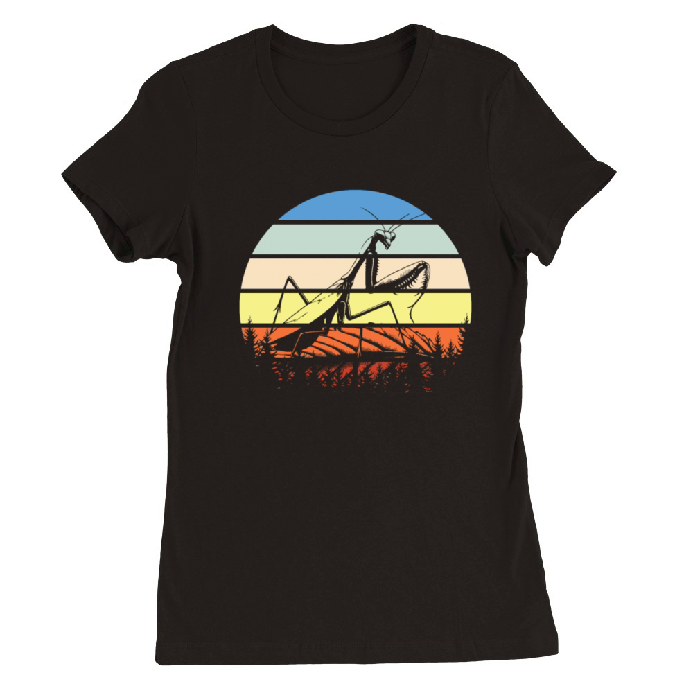 Praying Mantis Retro Sunset Entomologist Mantisins Premium Womens Crewneck T-shirt