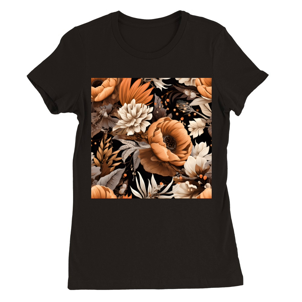 vintage flower floral pattern digital artwork Premium Womens Crewneck T-shirt