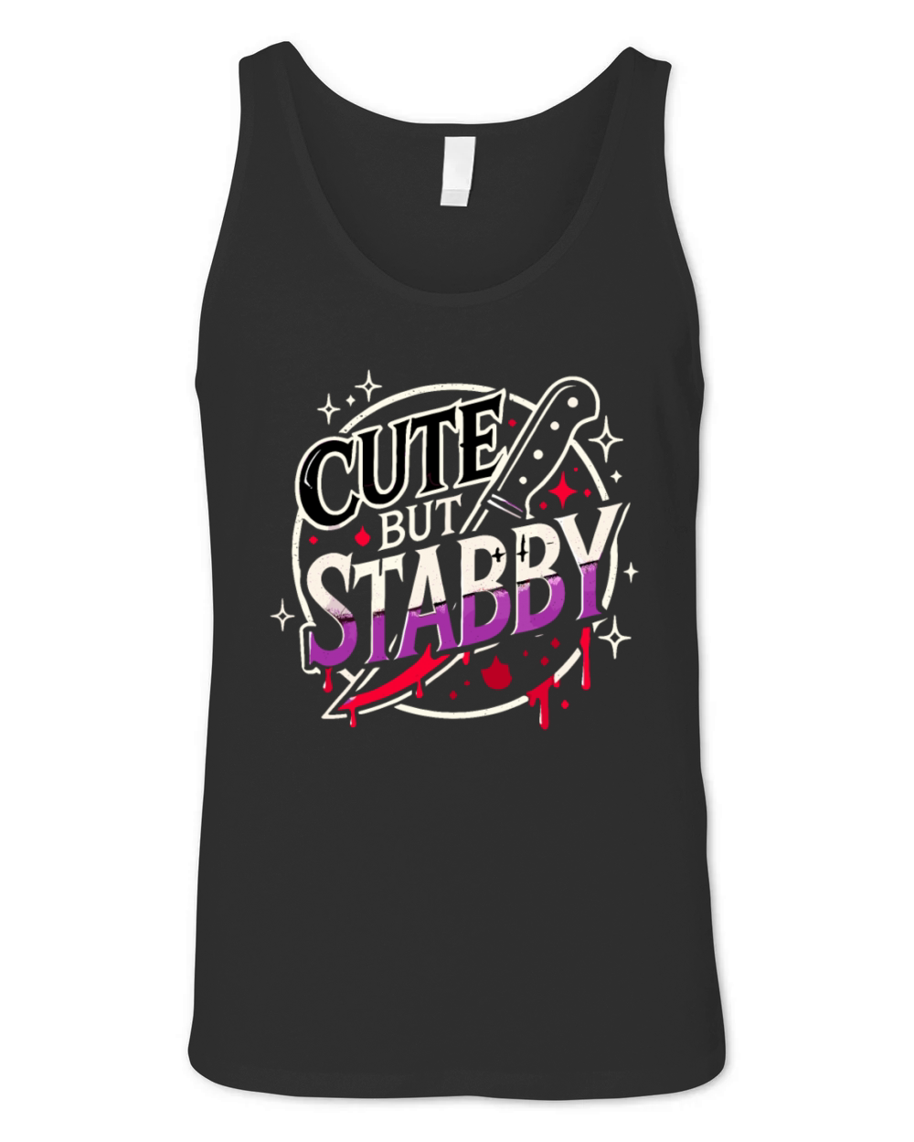 Retro Funny Scary Cute But Stabby Spooky Hallowen Unisex Jersey Tank