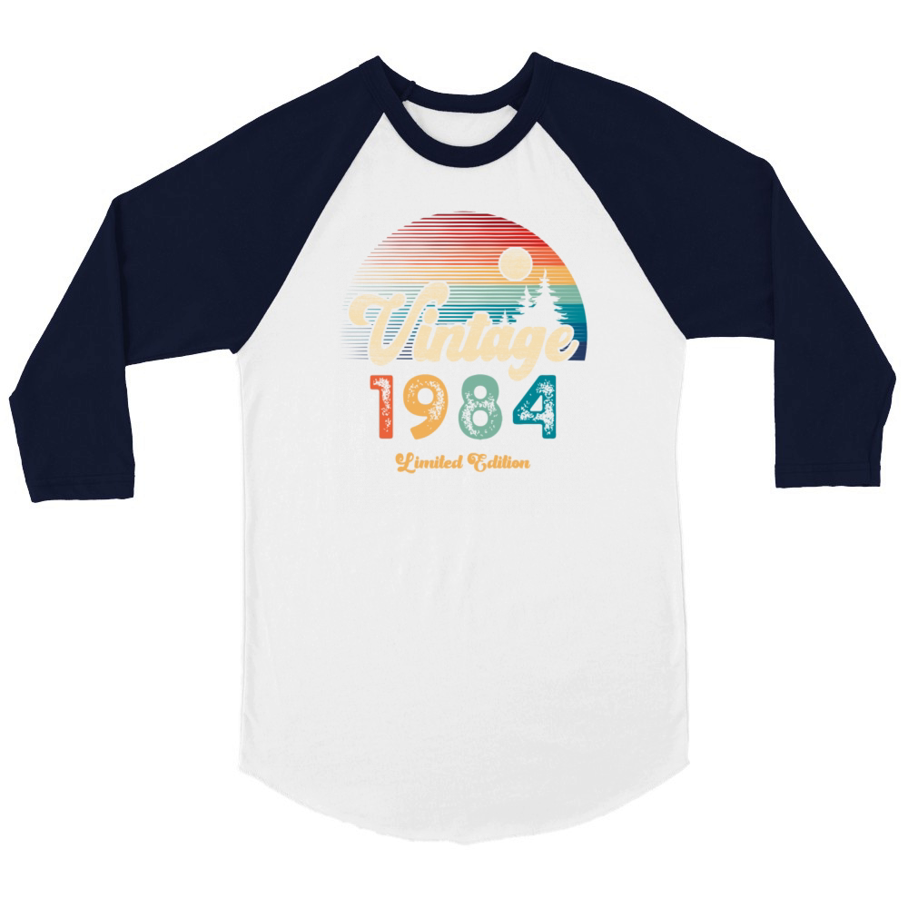 Vintage 1984 Birthday Retro Unisex ¾ sleeve Raglan T-shirt