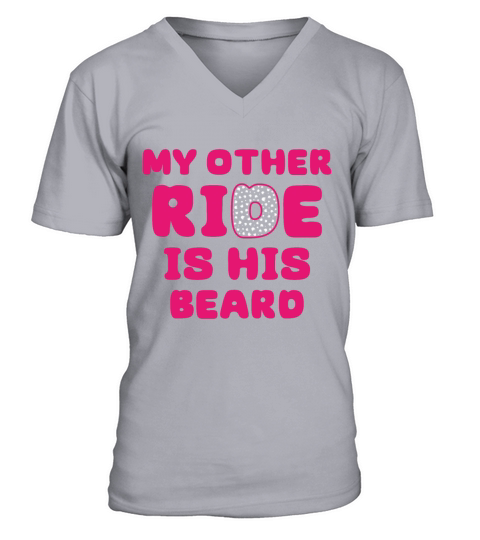 my other ride is here is his beard V-Neck T-shirt