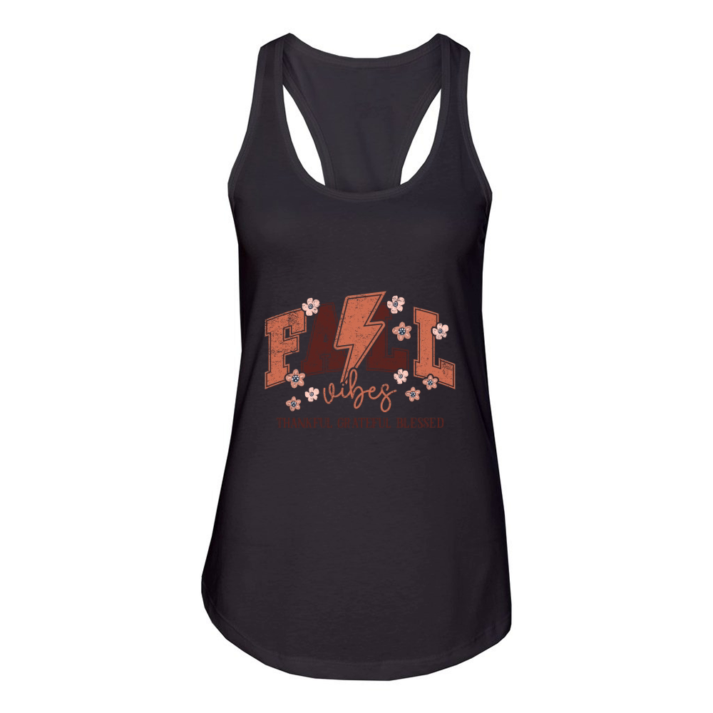 Fall Vibes Thankful Grateful Blessed Women's Racerback Tank