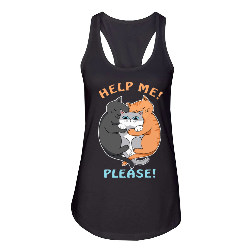 help me please Women's Racerback Tank