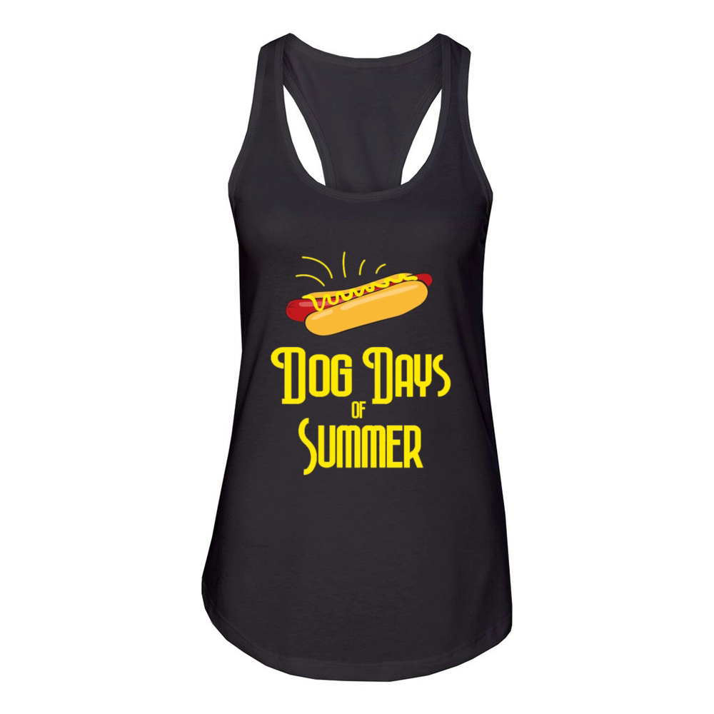 National Hot Dog Month Dog Days of Summer Hot Dogs Women's Racerback Tank