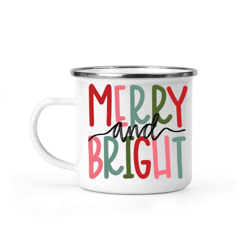 Merry and Bright Christmas Family Xmas Vintage Camping Mug