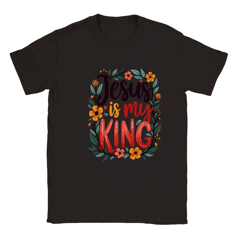 Jesus Is My King Christian Quote Flower Floral Classic Kids Crewneck T-shirt