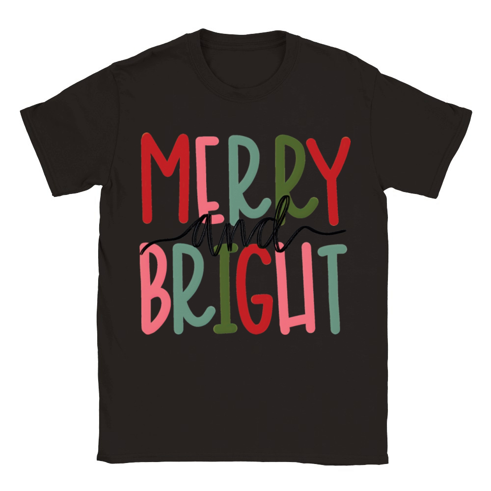 Merry and Bright Christmas Family Xmas Vintage Classic Kids Crewneck T-shirt