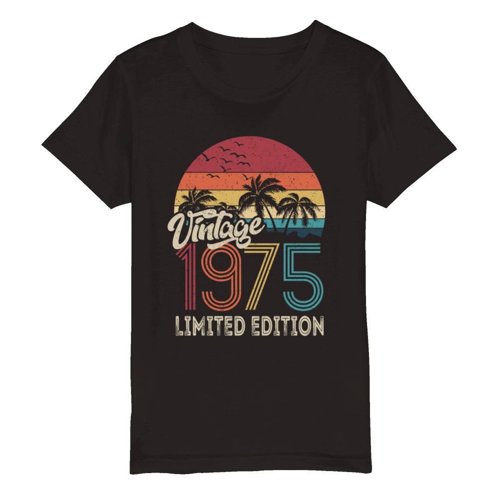 50th Birthday Vintage 1975 Limited Edition Organic Kids Crewneck T-shirt