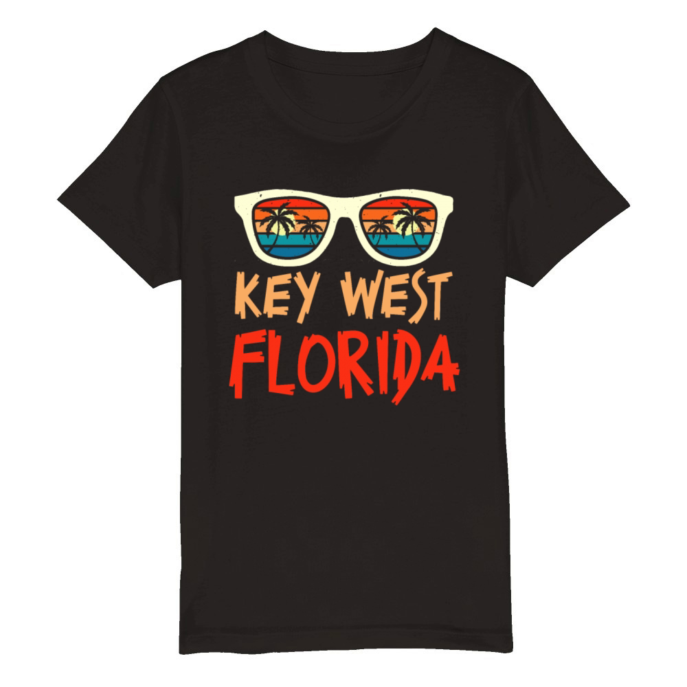 Sunshine-State KEY-WEST FLORIDA Surfer Outfit Organic Kids Crewneck T-shirt