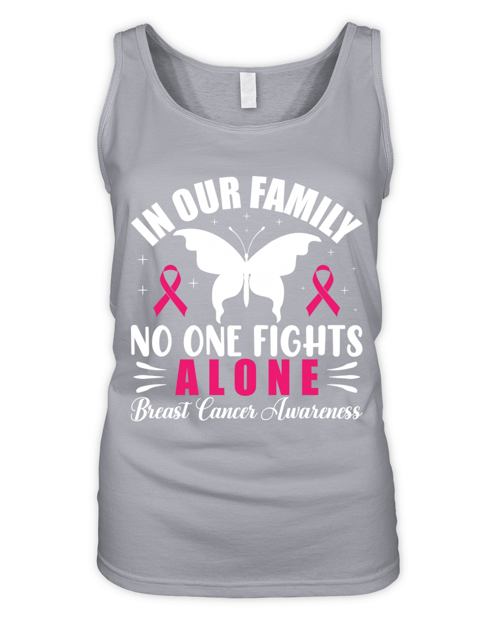 In Our Family No One Fights Alone Breast Cancer Awareness Organic Women's Tank Top