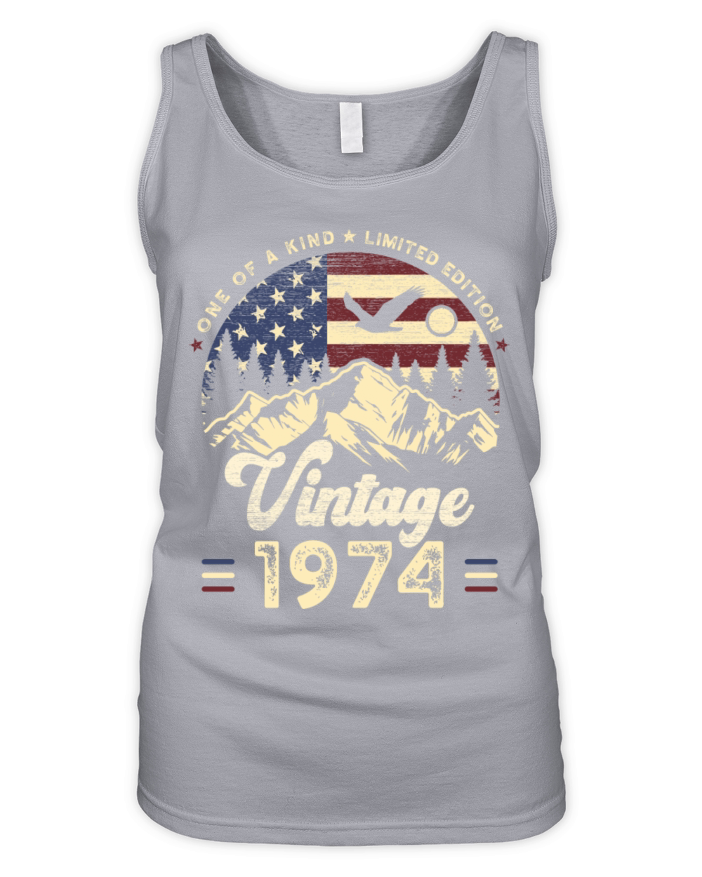 Vintage 1974 Birthday American Flag Organic Women's Tank Top