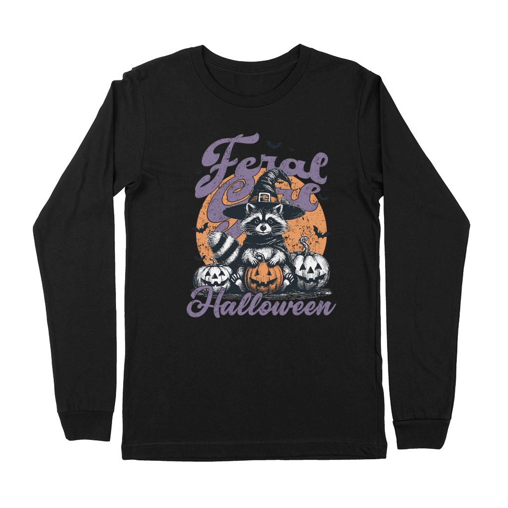 Feral Girl Halloween Raccoon Pumpkin Premium Long Sleeve