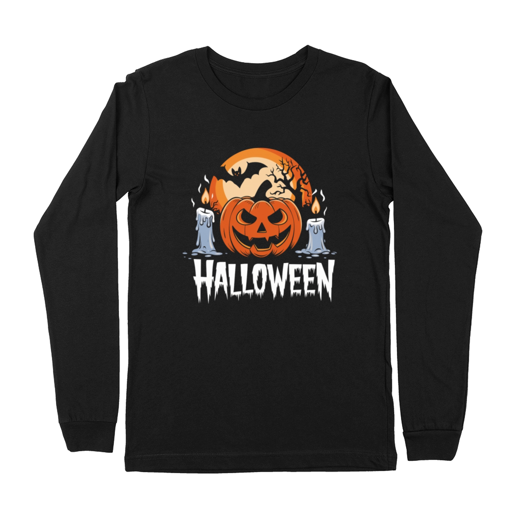Vintage Pumpkin Scene Halloween Classic T-Shirt Premium Long Sleeve