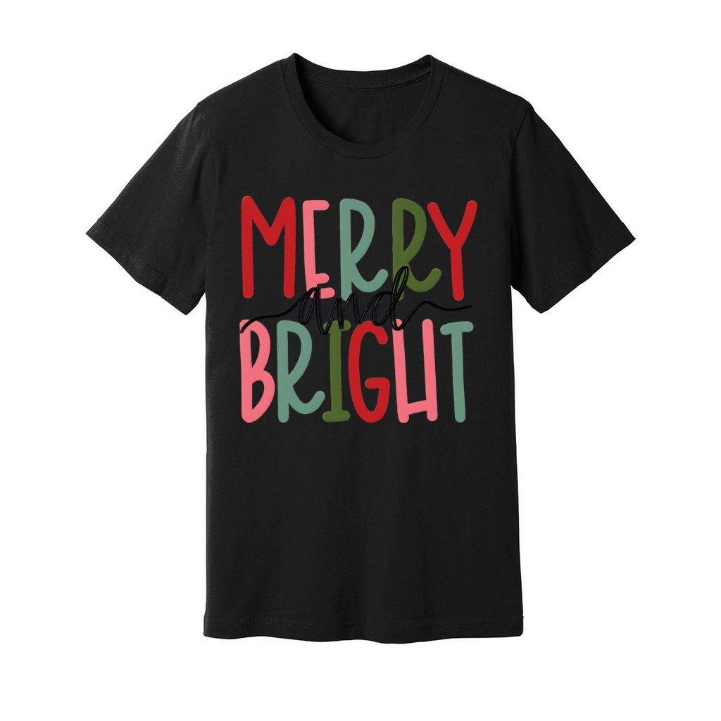 Merry and Bright Christmas Family Xmas Vintage Unisex Jersey Tee