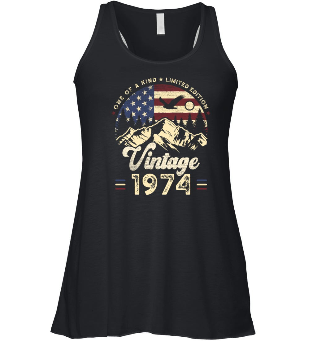 Vintage 1974 Birthday American Flag Women's Flowy Tank Top