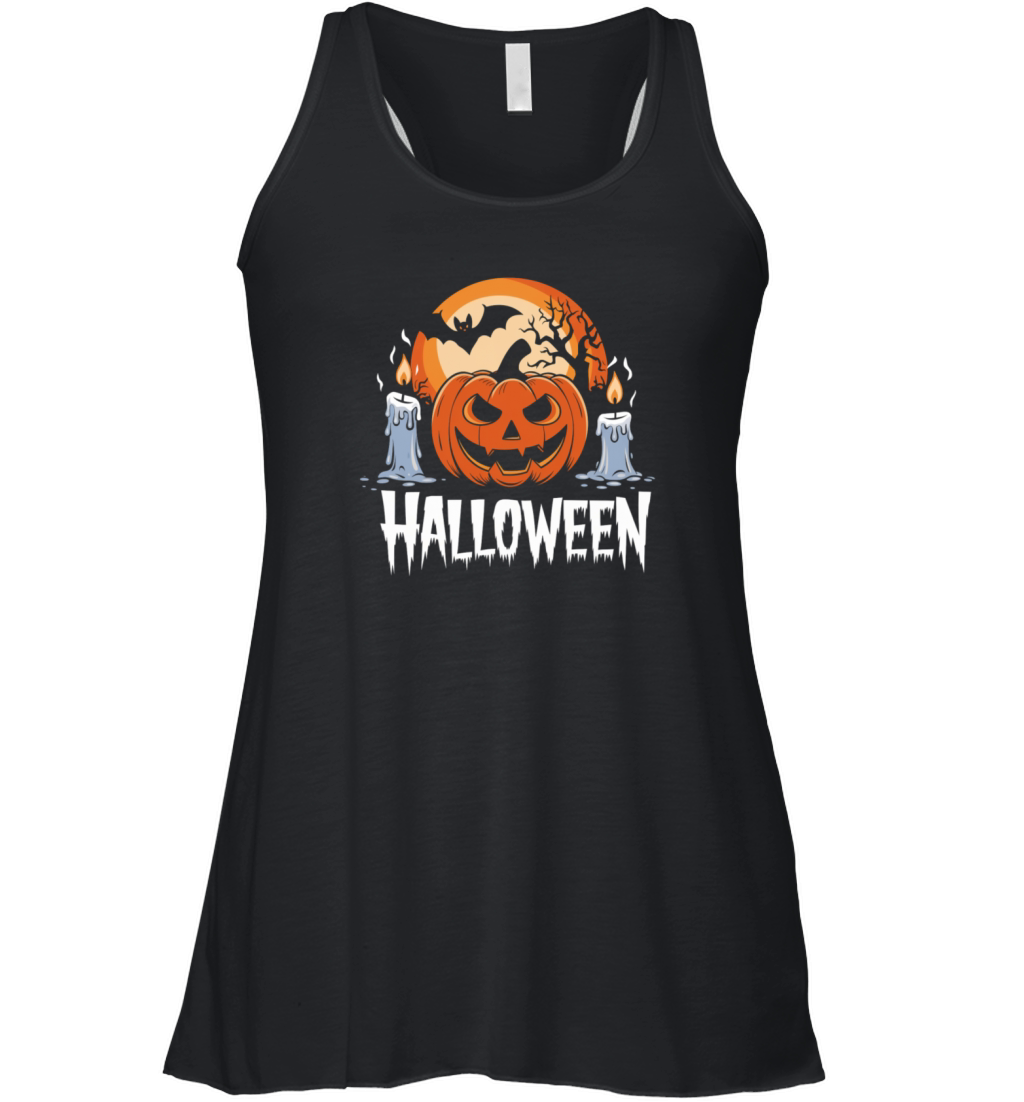 Vintage Pumpkin Scene Halloween Classic T-Shirt Women's Flowy Tank Top