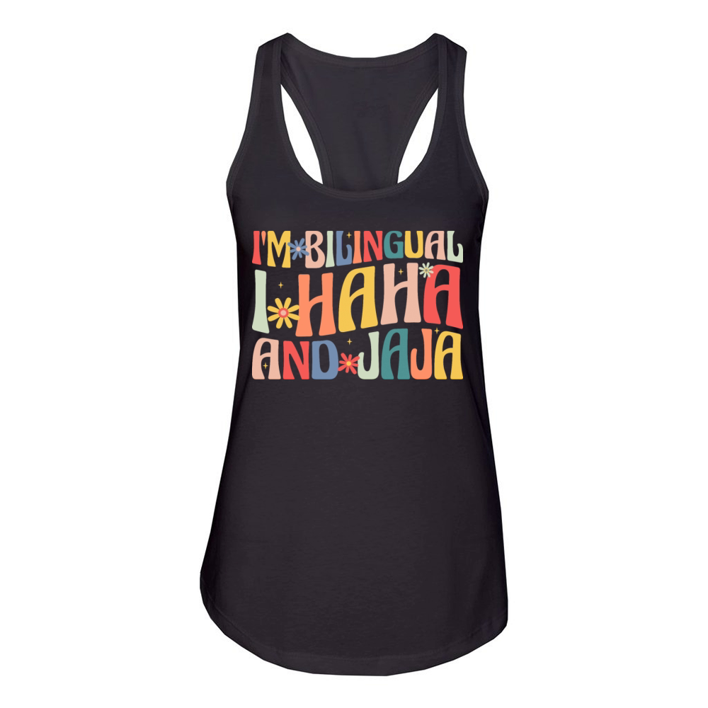 Im Bilingual I Haha and Jaja Women's Racerback Tank