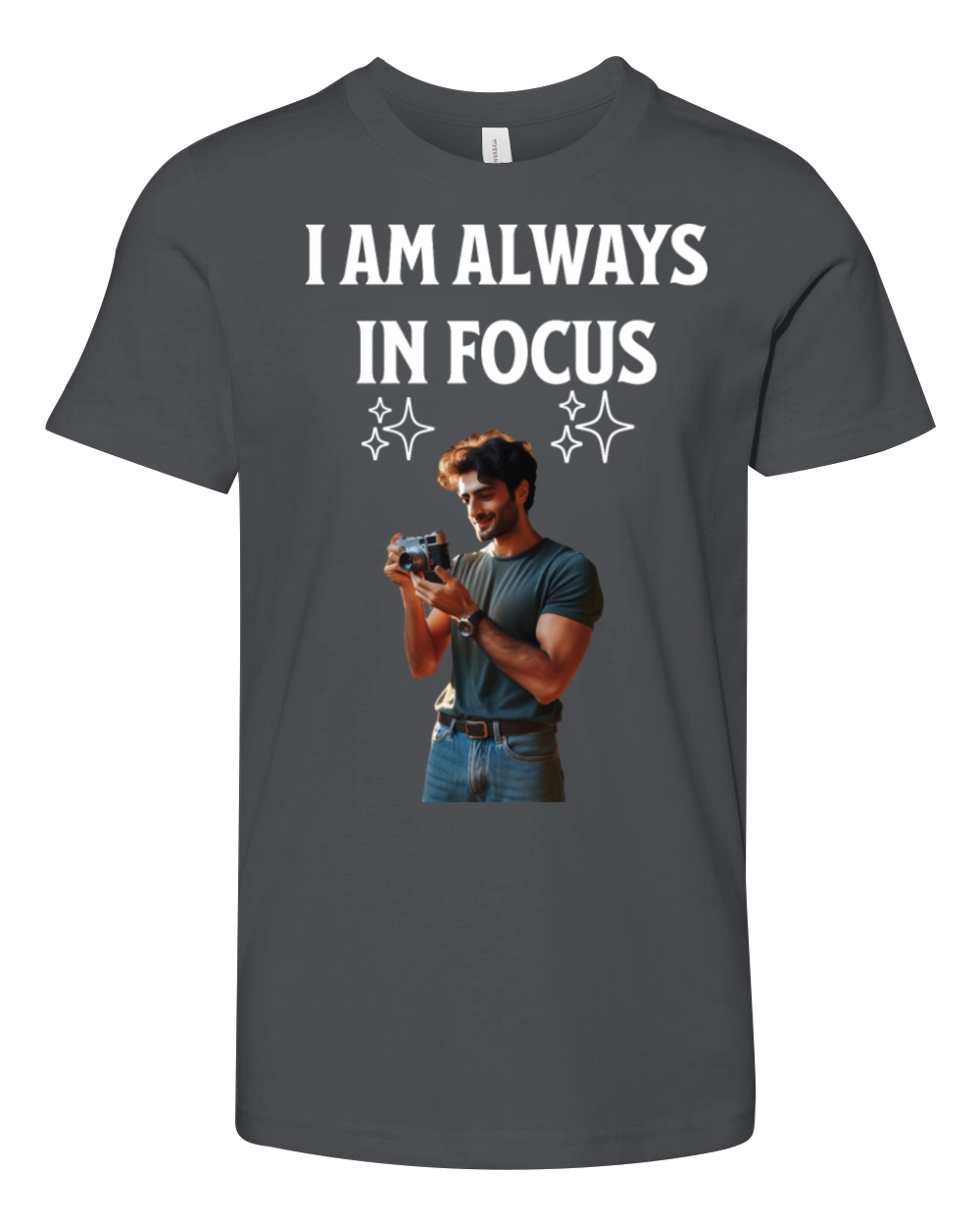 Photographer Man Gift - I’m Always in Focus Youth Unisex Jersey Tee