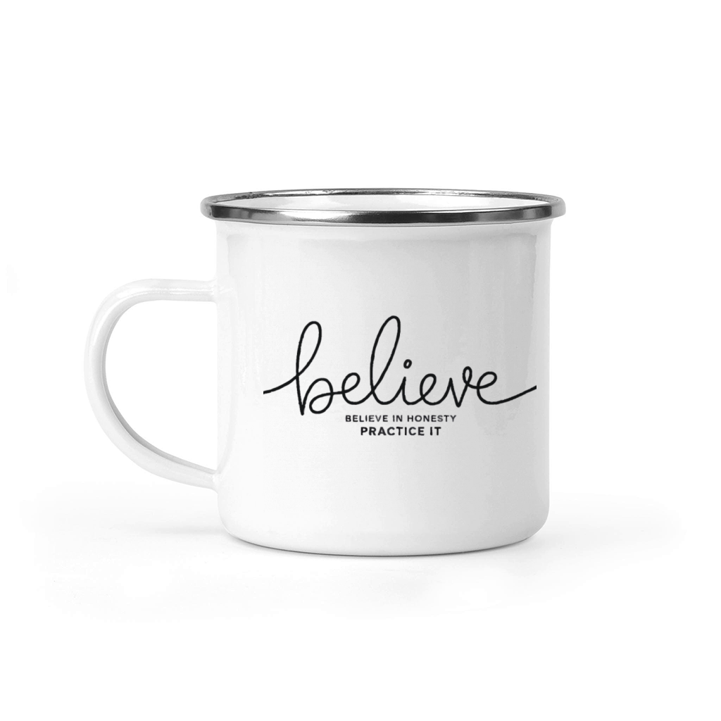 Believe in Honesty - Cursive Line Art T-Shirt Camping Mug