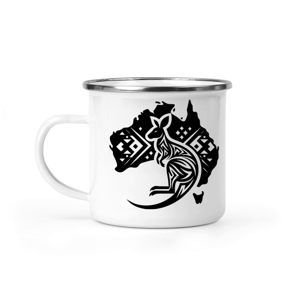Kangaroo In Australian Continent Tattoo Style Camping Mug